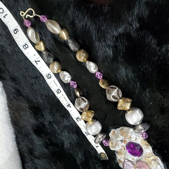RARE UNIQUE CHUNKY STATEMENT BEAD  NECKLACE HEAVY HEARTS ROCKS GEMS HEAVY - Picture 8 of 10